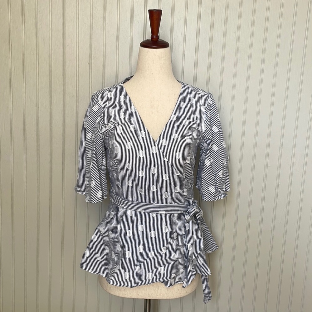 Loft Seersucker Wrap Top